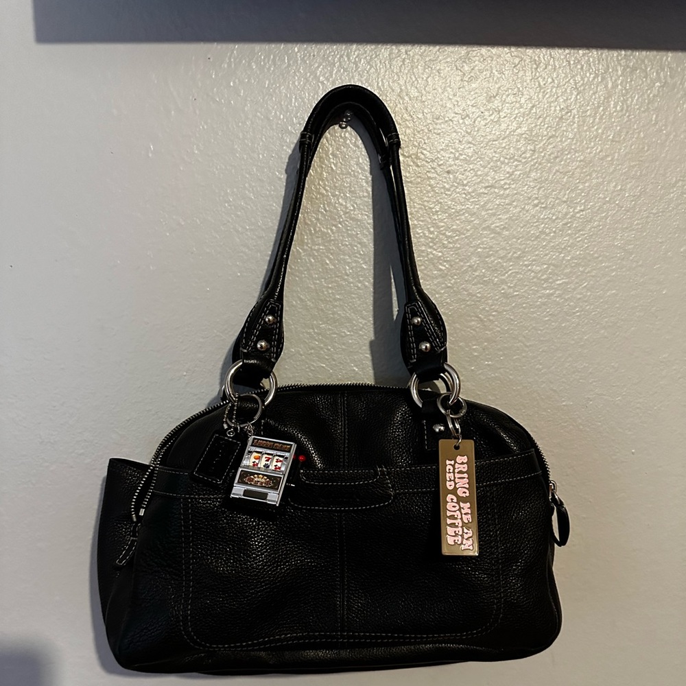 Coach black leather handbag y2k